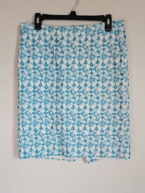 Talbots SZ8 Linen Lined Skirt Crochet Embroidered Floral Fairy Cottage Boho